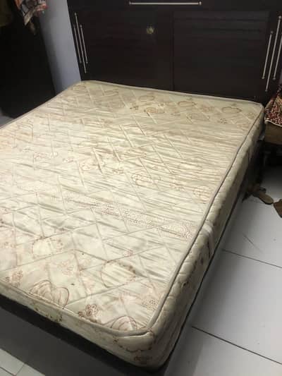 Bed Queen size with spring mattress and two door almari