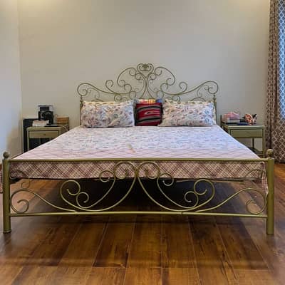 Complete bedset with mattress dressing,two seater sofa, shelves
