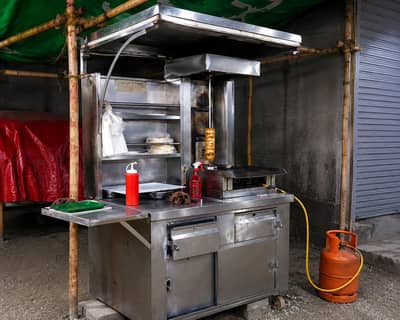 Steel Shawarma Food Cart