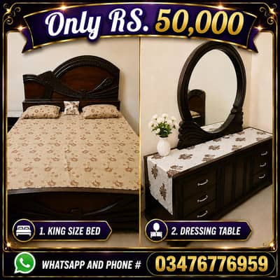 King size Bed and Dressing
