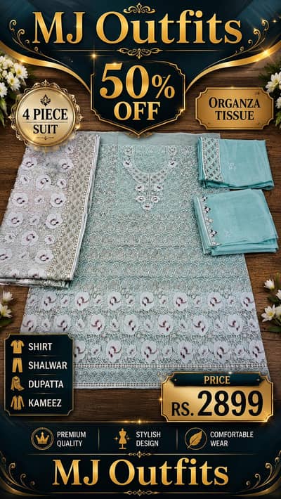 Pakistani Ladies Shalwar Kameez – 4 Piece Suit