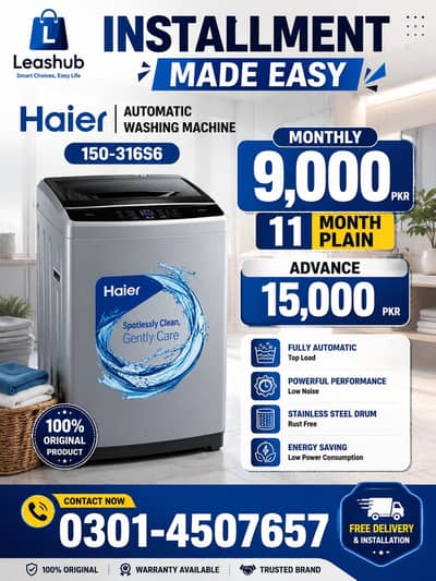Haier Fully Automatic Washing Machine on Easy Installment only Lahore