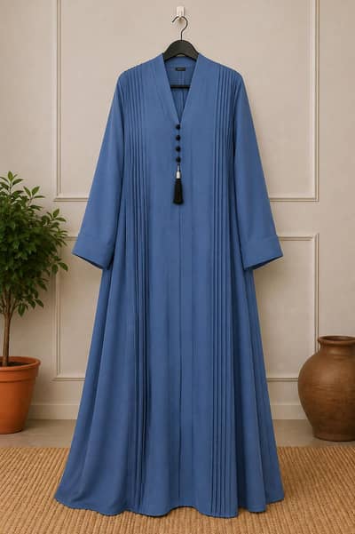 Blue Pleated Abaya – Brand New With Tags