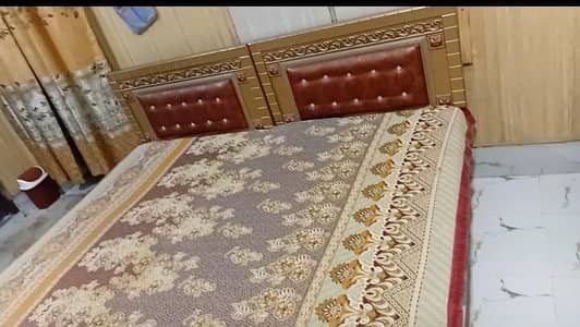 Wooden Double Bed | large size | with mattress | premium deco paint