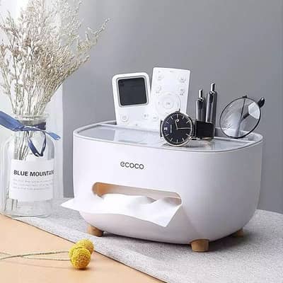 Desktop Organizer Storage Box with Tissue Holder