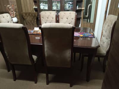 6chair dining with glass top for sale