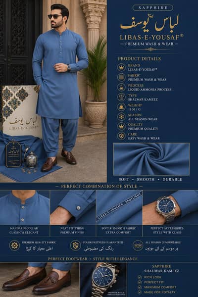 Libas-E-Yousaf Men's Unstitched Wash & Wear Suit - Premium Summ Fabric