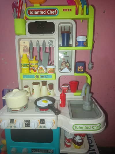 luxury kids kitchen set with sound steam and sink :