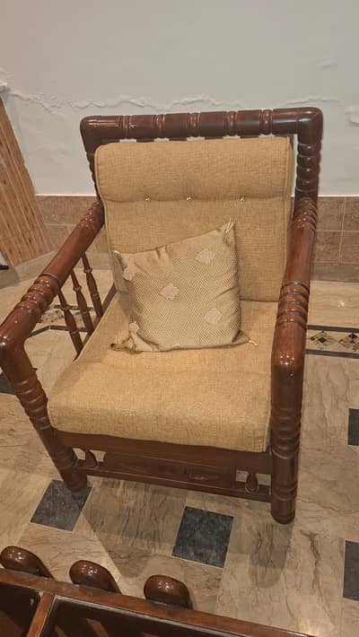 Retro 5 Seater Solid Wood Sofa Set