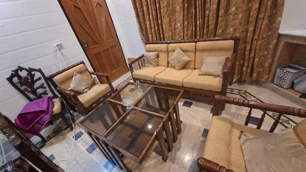 Retro 5 Seater Solid Wood Sofa Set 3
