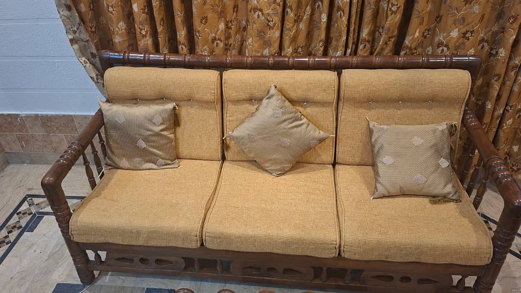 Retro 5 Seater Solid Wood Sofa Set 4