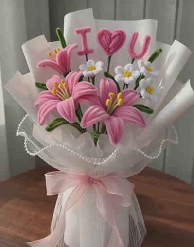 Handmade Mini Pipe Cleaner Flower Pot | Cute Floral Table Decor & Gift