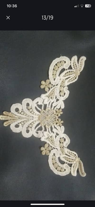 OffWhite Organza Embroidered neck Patch Pair for Dress |  Applique