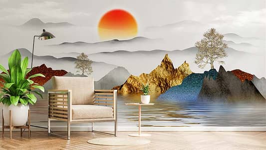 3D Wallpaper | Customised Wall | Canvas Sheet | Murel Design | canvas