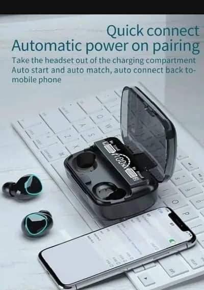 Black Long-Lasting Battery With Fast Charge 10 Earbuds