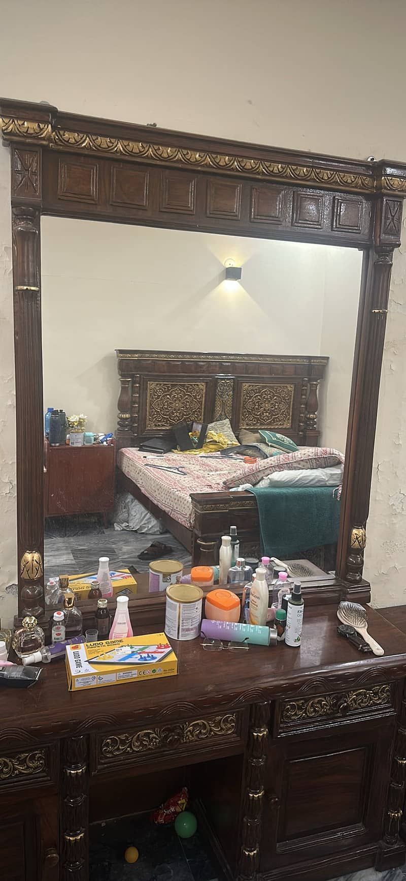 Solid sheesham wood bed set complete 4