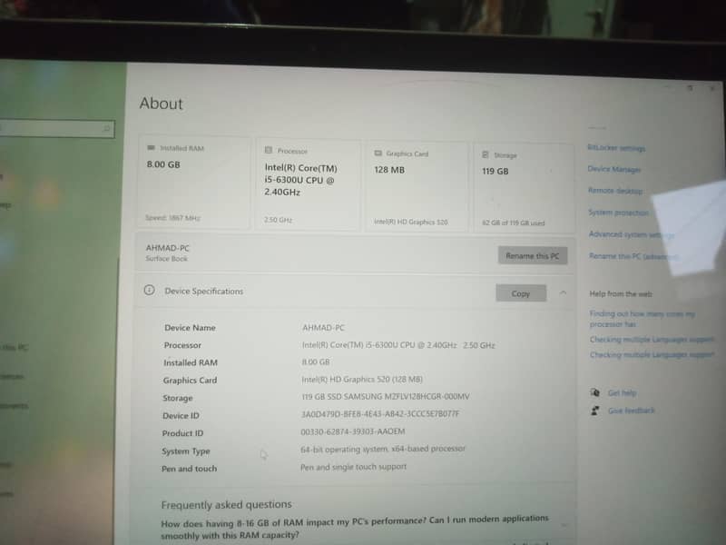 Microsoft Surface book 1 8