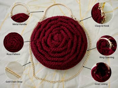 Stylish Rose  Shaped Sling Bag / Handbag 
