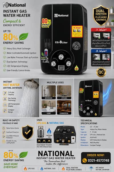 Instant geyser 7 litter dual 1 year warranty
