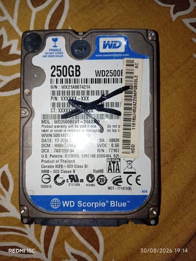 Hard drive HDD 250GB laptop