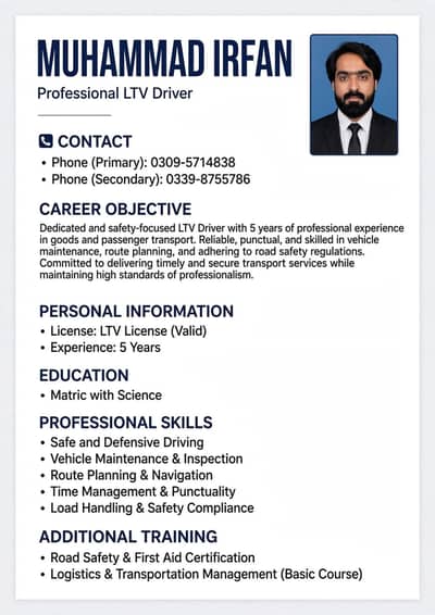 Morning To Evening  job Timing LTV Driving  license available
