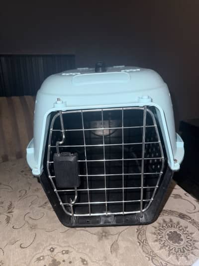 Blue cat carrier cage