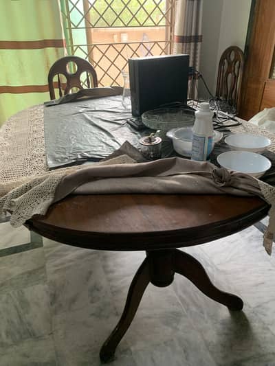 Solid Wooden Dining Table with 6 Chairs