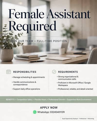 Female Assistant Required