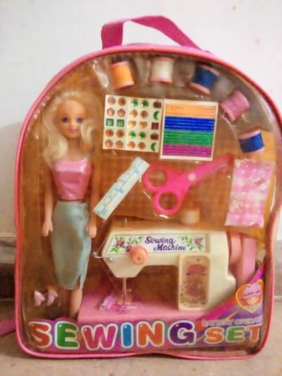Doll school bag with sewing machine baby toy