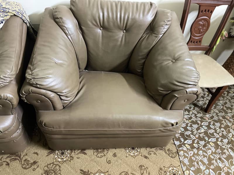 5 Seater Leatherette Sofa Set (3+1+1) - Solid Frame 1