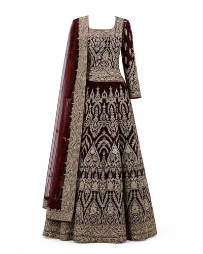 Bridal velvet lehnga