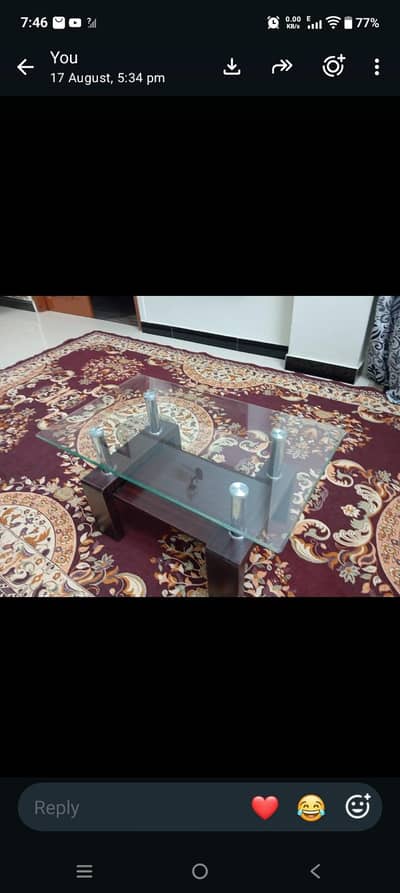 Glass top side table - Good condition