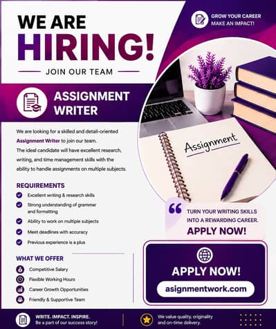 Assignment Work – Online Hiring | Work From Home / Job  Title