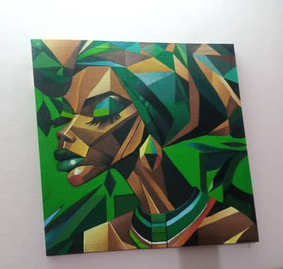 African american woman painting