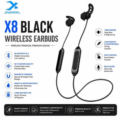 Xiberia X8 Wireless Sports/Sleeping Bluetooth Neckband - Brand New