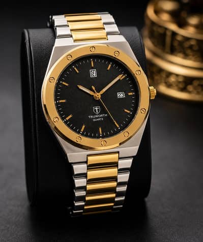Premium Men’s Luxury Watch | Gold & Silver Stainless Steel | Brand New