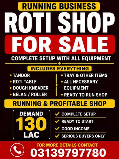 Roti shop for sale