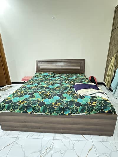 Wooden Bed + Dressing Table for Sale