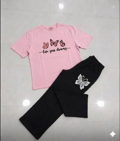 2 pcs women jersey printed night suit