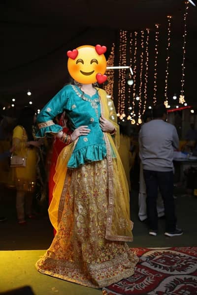 Green and golden beautiful lengha