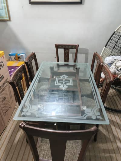 WOODEN DINING TABLE WITH CHIARS