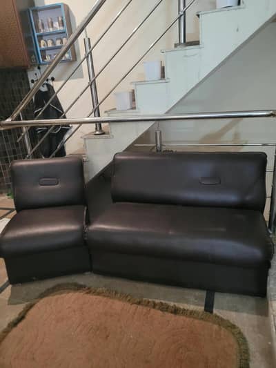 ​Dark Brown Leatherette Sofa Set (Good Condition)