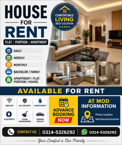 Apartment available shot stay daily basic location top City g15 h13 e11 b17 bharia town phase 7 8 gulbarg green