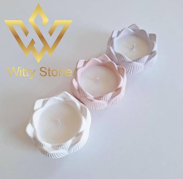 Concrete lotus candle Holder decor, urban design, cement candles, container candles, minimalist holders, Vabisabi, cement pots | Witty Stone