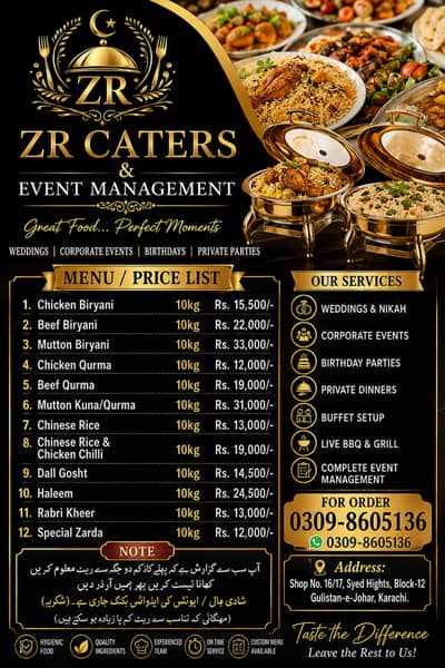 ZR CATERS AND EVENT PLANNER KARACHI