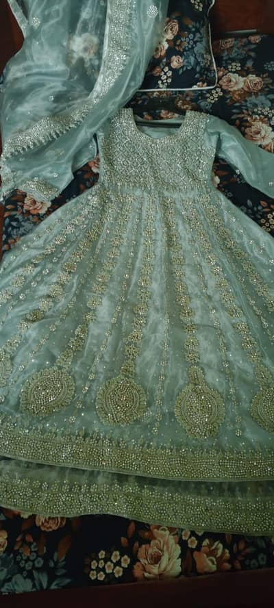 Beautiful Sea Green Walima Dress – Complete Set 