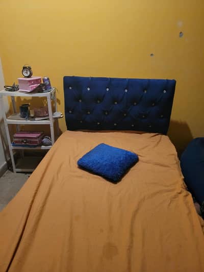 Complete Single Bed and Blue Bean Bag Set