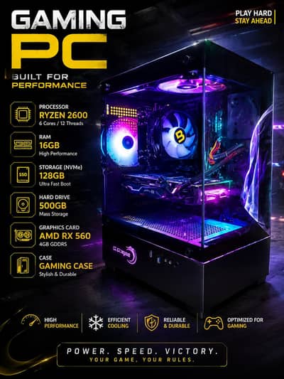 GAMING PC WITH GAME CASE
