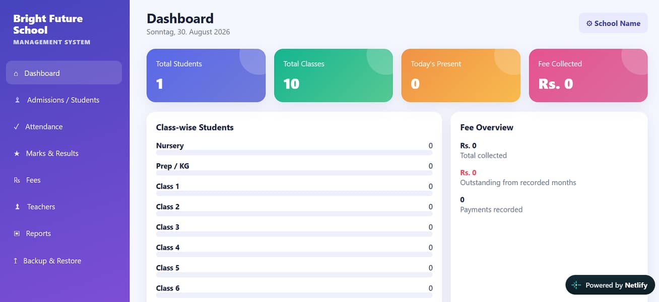 Complete School Management Software Website 0