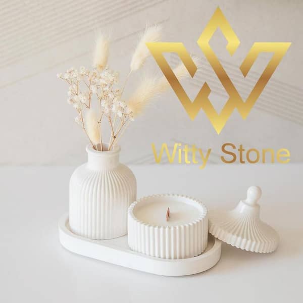 Vase Candle Jar Tray Set Gift Set of Scented Candle Handmade, Fragrance Oils Home Decore | Witty Stone